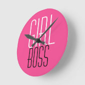 Trendy Girl Boss Typografie White Hot Pink Ronde Klok (Hoek)