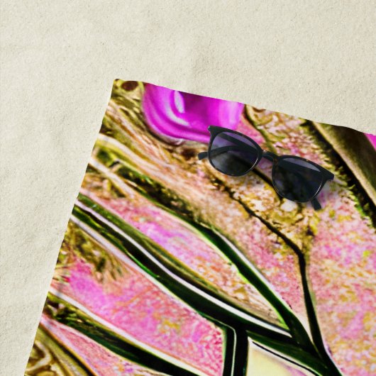 Trendy Girl Pink and Gold Butterfly Custom Name Strandlaken (In situ)