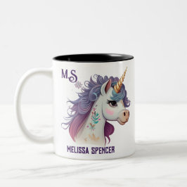 Trendy Girls' Cute Elegant Paars Magical Unicorn Tweekleurige Koffiemok
