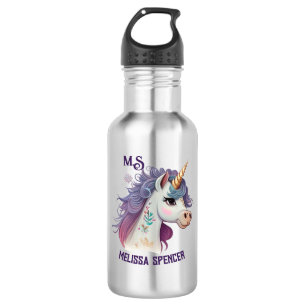 Trendy Girls' Cute Elegant Paars Magical Unicorn Waterfles