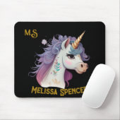 Trendy Girls' Elegant Black Magical Unicorn Name Muismat (Met muis)