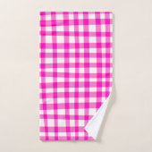 Trendy Girly Abstract Gingham in vet roze wit Bad Handdoek (Handdoek)