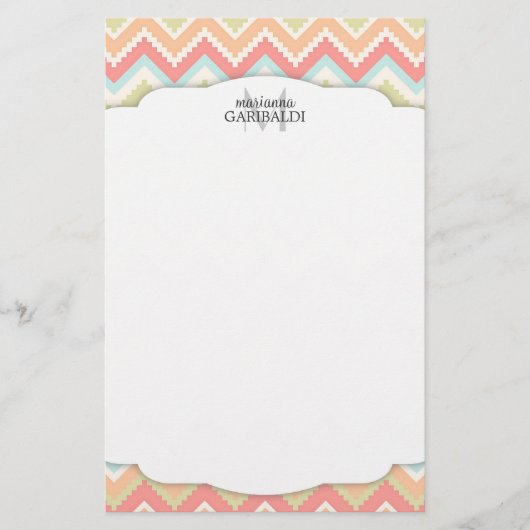 Trendy Girly Aztec Print Personalized Briefpapier (Voorkant)