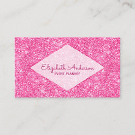 Trendy Girly Bling Hot Pink Glitter Diamond Name Visitekaartje