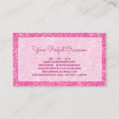 Trendy Girly Bling Hot Pink Glitter Diamond Name Visitekaartje (Achterkant)