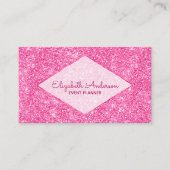 Trendy Girly Bling Hot Pink Glitter Diamond Name Visitekaartje (Voorkant)
