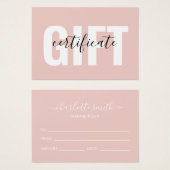 Trendy Girly Blush Pink Business Gift Certificate Visitekaartje (Voorkant /achterkant)