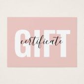 Trendy Girly Blush Pink Business Gift Certificate Visitekaartje (Voorkant)