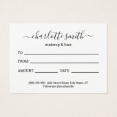 Trendy Girly Blush Pink Business Gift Certificate Visitekaartje (Achterkant)