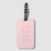 Trendy Girly Blush Roze Modern Monogram Initiaal Bagagelabel (Voorkant (verticaal))