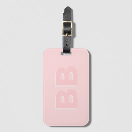 Trendy Girly Blush Roze Modern Monogram Initiaal Bagagelabel (Voorkant (verticaal))