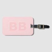 Trendy Girly Blush Roze Modern Monogram Initiaal Bagagelabel (Voorkant (horizontaal))
