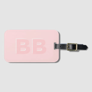 Trendy Girly Blush Roze Modern Monogram Initiaal Bagagelabel