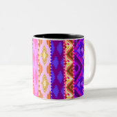 Trendy Girly Bright Aztec Pattern Tweekleurige Koffiemok (Voorkant rechts)