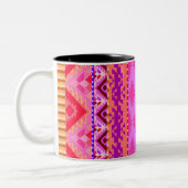 Trendy Girly Bright Aztec Pattern Tweekleurige Koffiemok (Links)