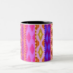 Trendy Girly Bright Aztec Pattern Tweekleurige Koffiemok
