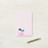 Trendy Girly Cartoon Whale - Gepersonaliseerd Post-it® Notes (Op bureau)
