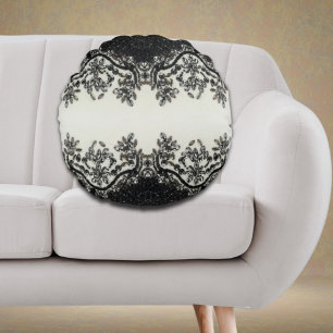 trendy girly chic mode  zwart-wit rond kussen