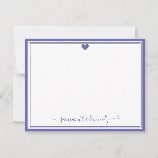 Trendy Girly Chic Periwinkle Heart Notitiekaartje (Voorkant)
