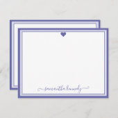 Trendy Girly Chic Periwinkle Heart Notitiekaartje (Voorkant / Achterkant)