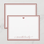 Trendy Girly Chic Roos Gold Heart Custom Naam Notitiekaartje (Voorkant / Achterkant)