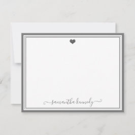 Trendy Girly Chic Silver Grey Heart  Notitiekaartje