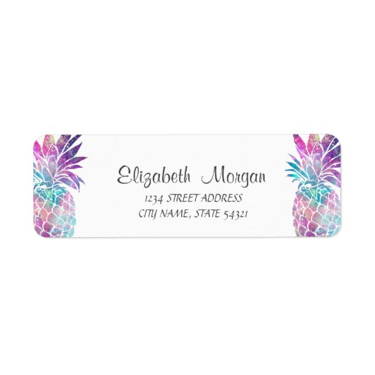 Trendy Girly Colorful Pineapples Adres label (Voorkant)