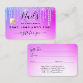 Trendy Girly Diamond Drips Paarse Cadeaubon Visitekaartje (Voorkant / Achterkant)