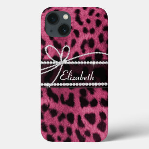 Trendy girly faux hot roze leopard animal print Case-Mate iPhone case