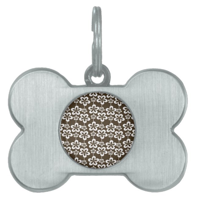 Trendy Girly Floral Pattern Huisdieren Naamplaatje (voorkant)