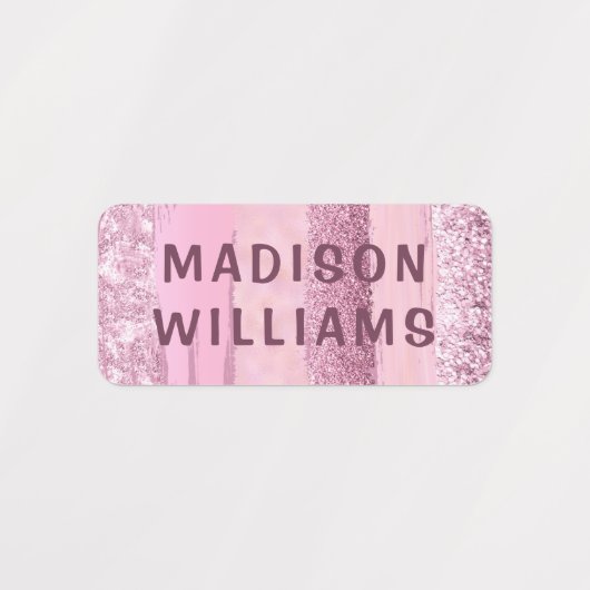 Trendy Girly Glitter Chic Modern Persoonlijke naam Labels (Design 1)