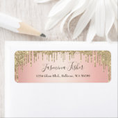 Trendy Girly Glitter Drift Roos Gold Address Etiket (Insitu)