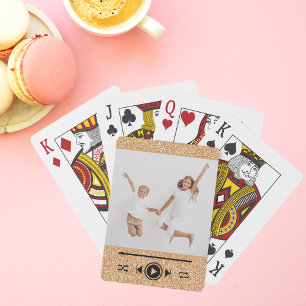 Trendy Girly Glitter Foto Gouden Pers Speel Modern Pokerkaarten