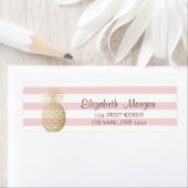 Trendy Girly Gold Pineapple, Stripes Etiket (Insitu)
