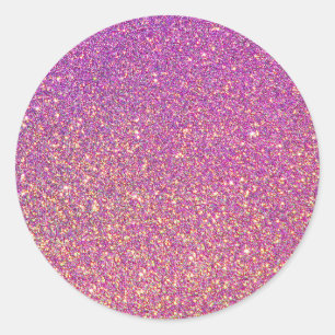 Trendy Girly Gradient Ombre Paarse Roze Glitter Ronde Sticker