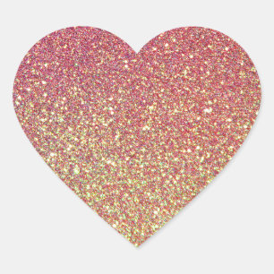 Trendy Girly Gradient Ombre Sinaasappel Roze Glitt Hart Sticker