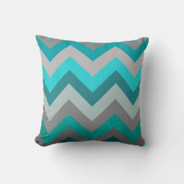 Trendy Girly Grey Blauwgroen Chevron Zigzag Patter Kussen