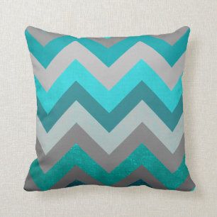 Trendy Girly Grey Blauwgroen Chevron Zigzag Patter Kussen