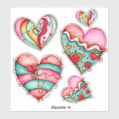 Trendy Girly Hearts Custom-Cut Vinyl Sticker (Vel)