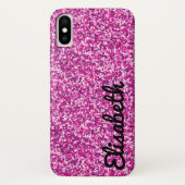 Trendy girly hot roze geprinte glitter gepersonali Case-Mate iPhone case (Achterkant)