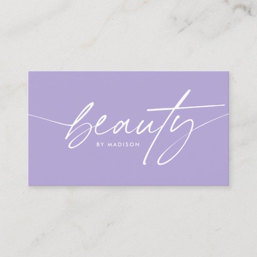 Trendy Girly Lavendel Beauty Make-up Artist Script Visitekaartje (Voorkant)