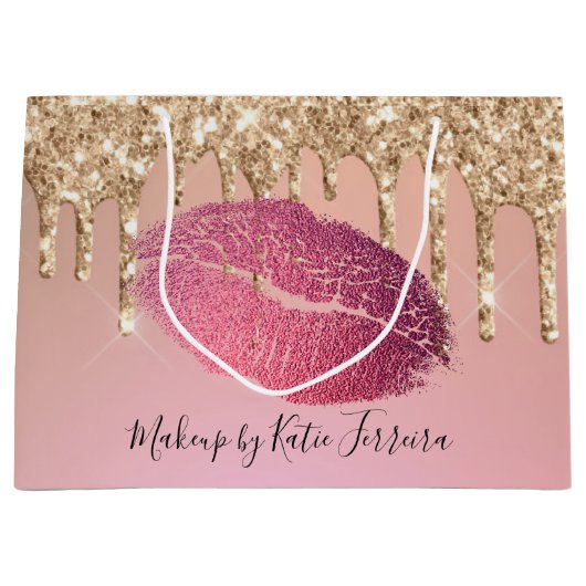 Trendy Girly Lip Kiss Make-up Artiest Groot Cadeauzakje (Voorkant)