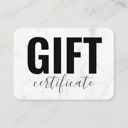 Trendy Girly Marble Business Gift Certificate Visitekaartje (Voorkant)