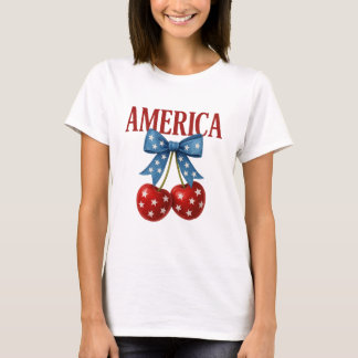 Trendy Girly Patriotic Cherries "AMERICA" T-shirt