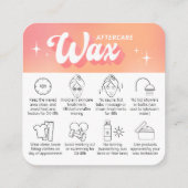 Trendy Girly Peach Groovy Waxing Aftercare Guide Vierkante Visitekaartje (Achterkant)