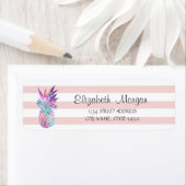 Trendy Girly Pineapple, Stripes Address Label (Insitu)