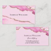 Trendy Girly Pink Agate Marble Glitter Visitekaartje (Voorkant / Achterkant)