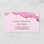 Trendy Girly Pink Agate Marble Glitter Visitekaartje (Achterkant)