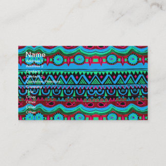 Trendy Girly Pink Blue Tribal Pattern Visitekaartje