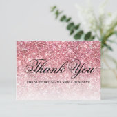 Trendy Girly Pink Glitter Beauty Business Bedankkaart (Staand voorkant)